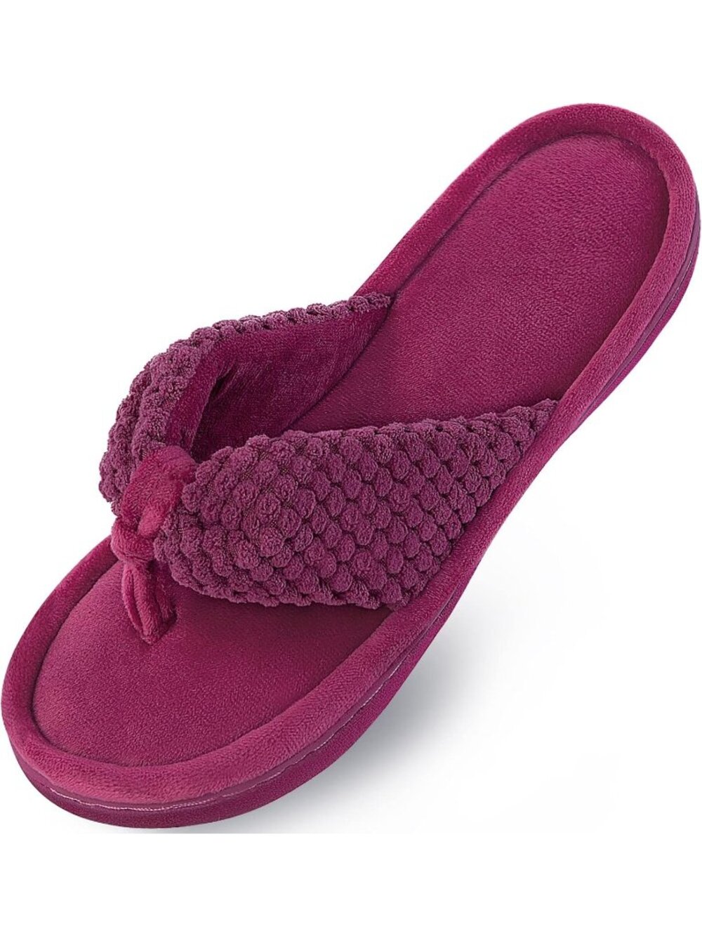Women's Wine Red Memory Foam Flip Flop Slippers Adjustable Thong Comfort Casual